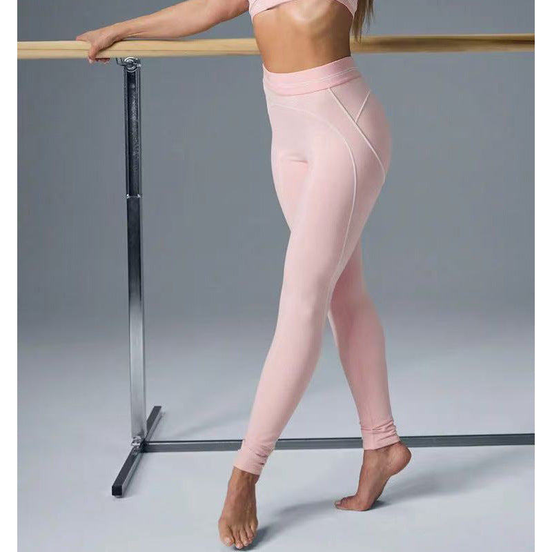 High-Intensity Gathered Bare Sensation Sports Fitness Bra Color-Block Peach Hip High-Waist Yoga Pants Two-Piece Set