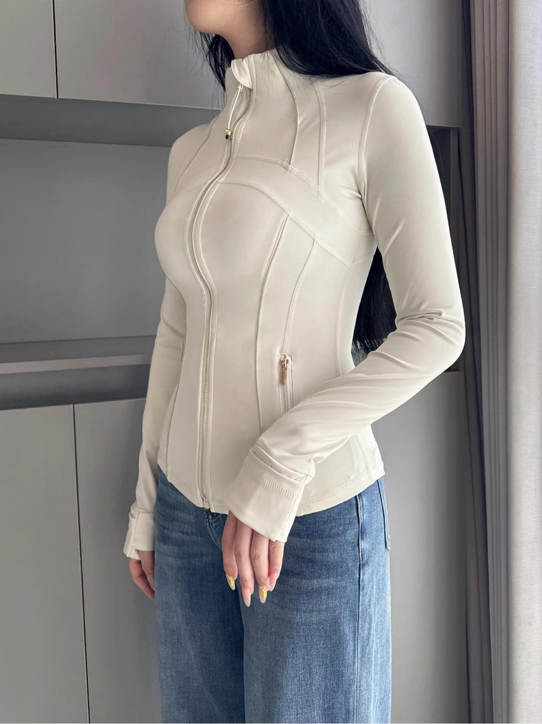 Lu-lu New Golden Edge Define Slim Sports Fitness Yoga Wear NuLu Twilight Rose Coat Top