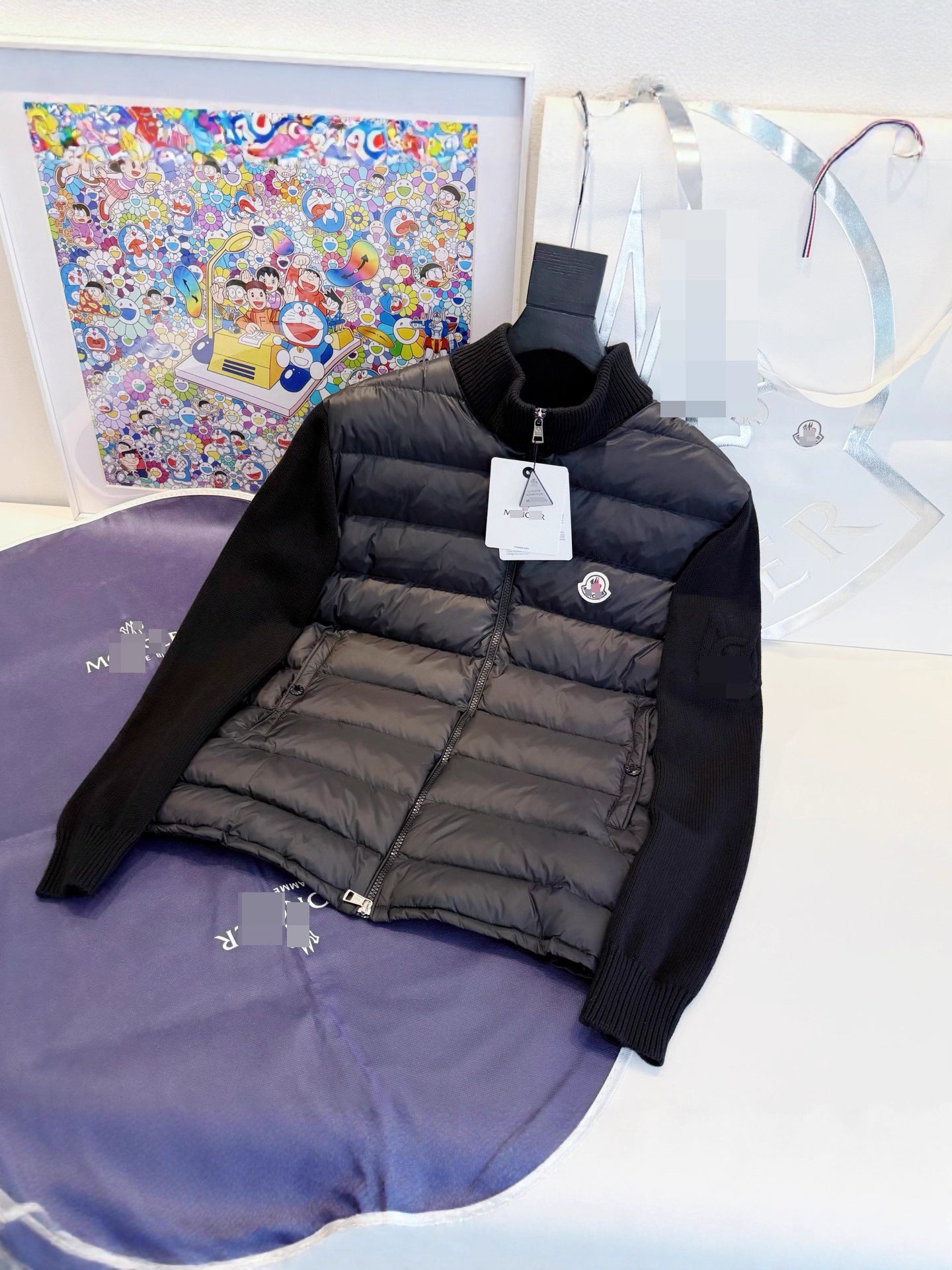 GMabcd Monokini Down Jacket Stand Collar Knitted Patchwork Lightweight Simple Autumn Winter NFC Down Lightweight Coat