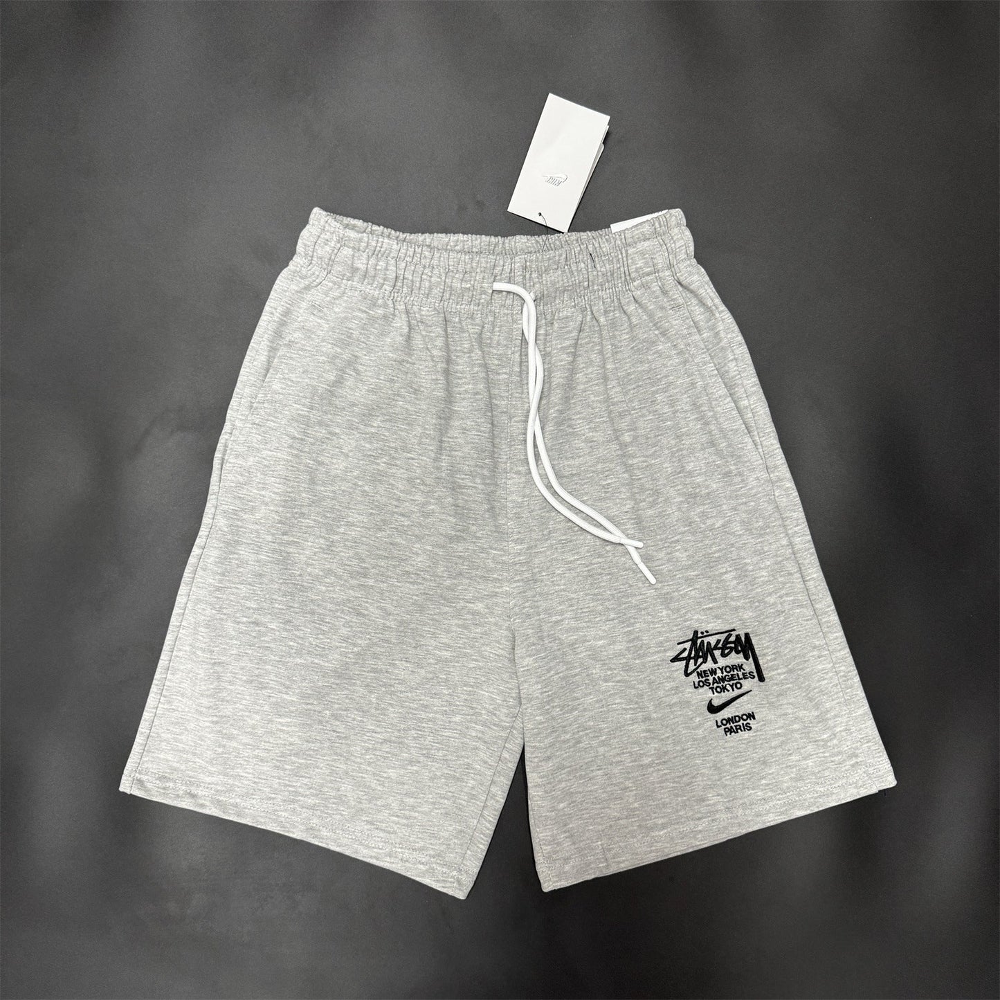 High-end Pure Cotton Summer Lightweight Straight Embroidered Printed Casual Pants Sports Pants AJ Flying Logo Versatile Five-point Pants