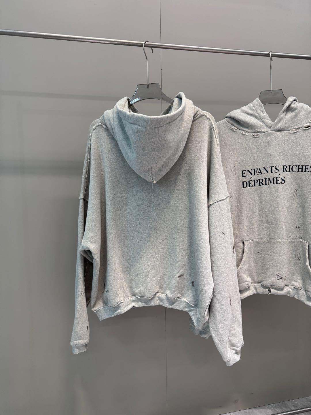 High-Quality ERD Melancholy Rich Second Generation Hooded Sweatshirt Washed Vintage Distressed Jacket Autumn Winter Zipper Coat