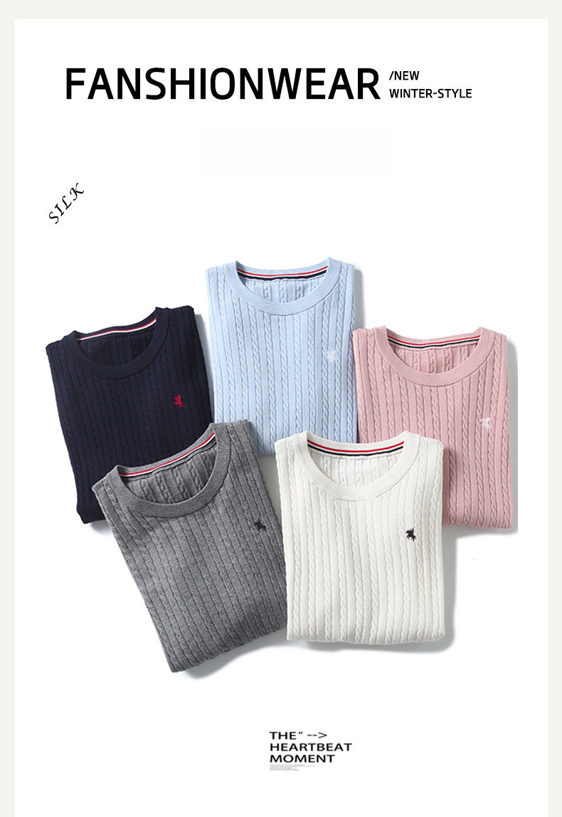 Miu Series Spring and Summer round Neck Embroidered Ruff Pony Fashion Simple Knitwear Female Tn2258 Fashion All-Matching