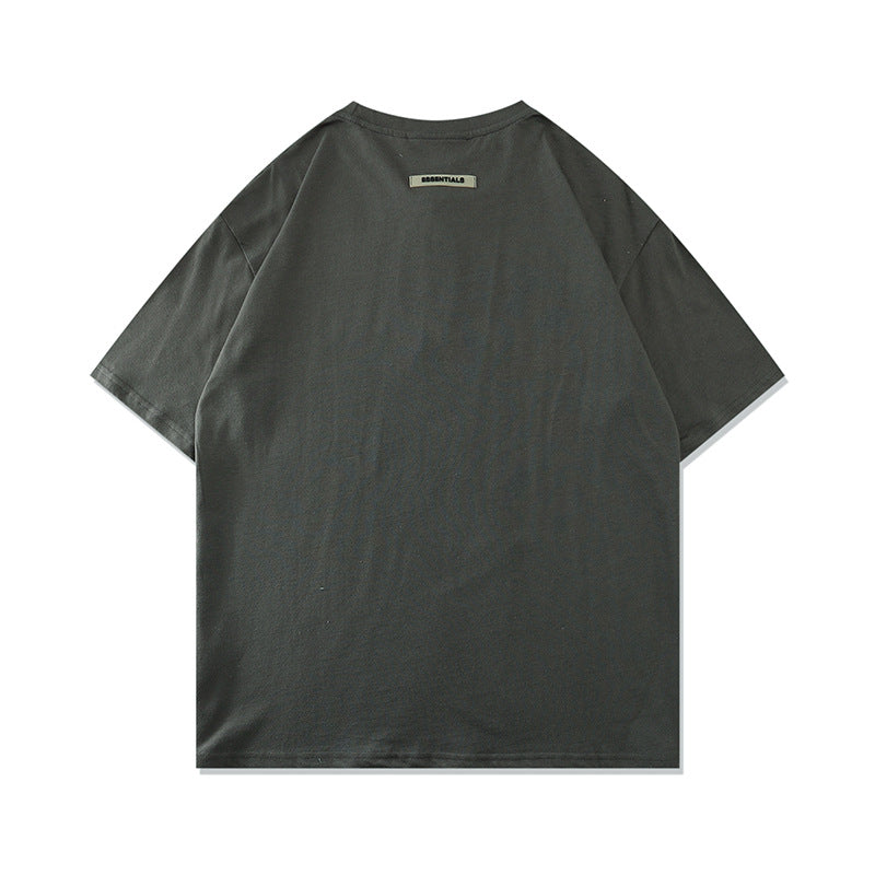 FAG2025 New Double Line Chest Silicone Letter GAD Trendy Loose High Street Short Sleeve T-Shirt for Men