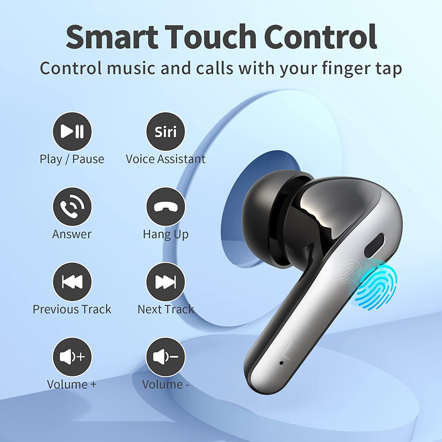 GMabcd X08 Bluetooth Headphones True Wireless Earbuds 60H Playback LED Power Display Earphones with Wireless Charging Case IPX5 Waterproof in-Ear Earbuds with Mic for TV Smart Phone Computer Laptop Sports