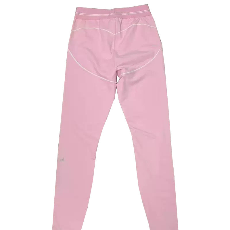 High-Intensity Gathered Bare Sensation Sports Fitness Bra Color-Block Peach Hip High-Waist Yoga Pants Two-Piece Set