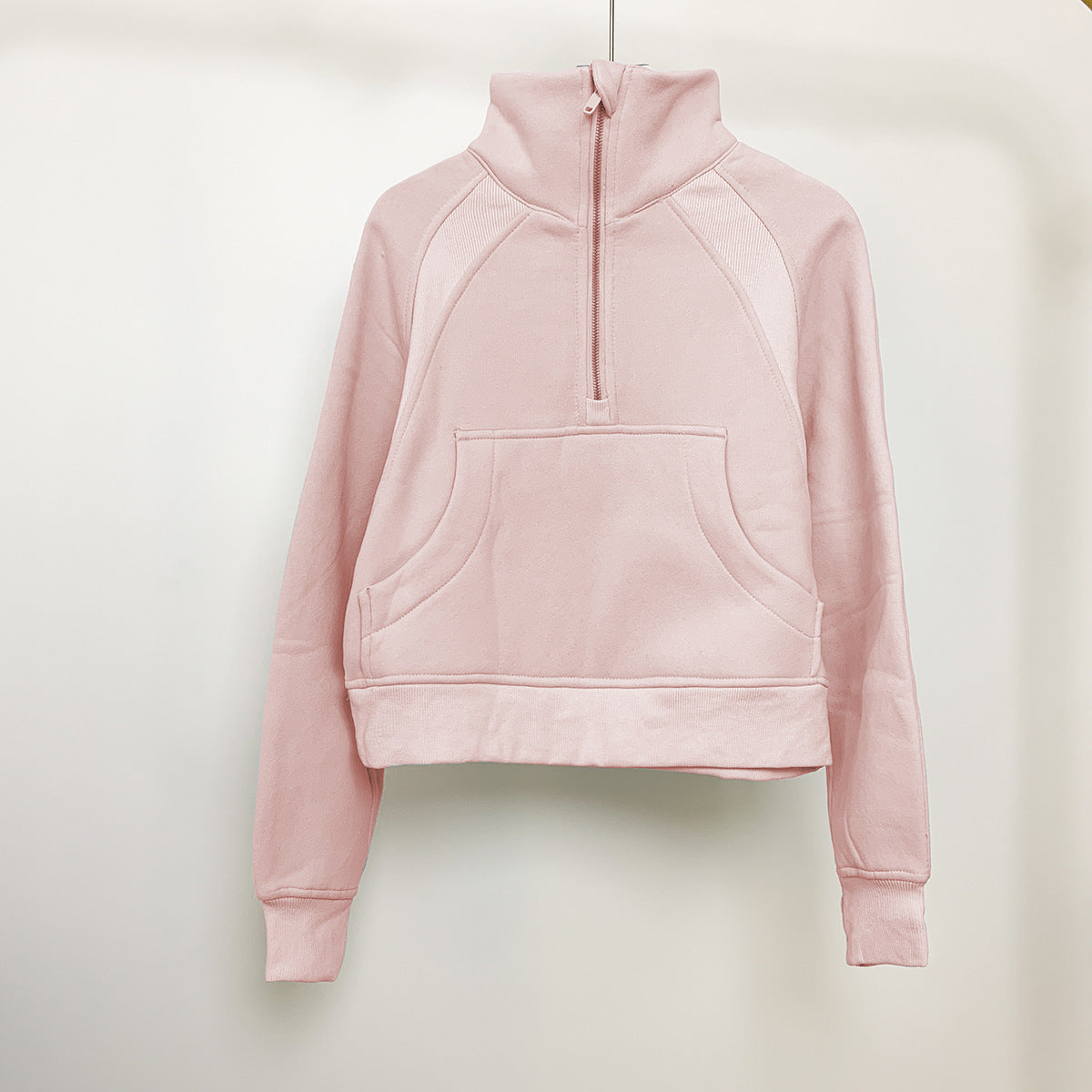 Lulu Same Style Winter Half-Zip Loose Hooded Sweatshirt for Women, Autumn and Winter Fleece-Lined Slim Fit Hoodie Jacket