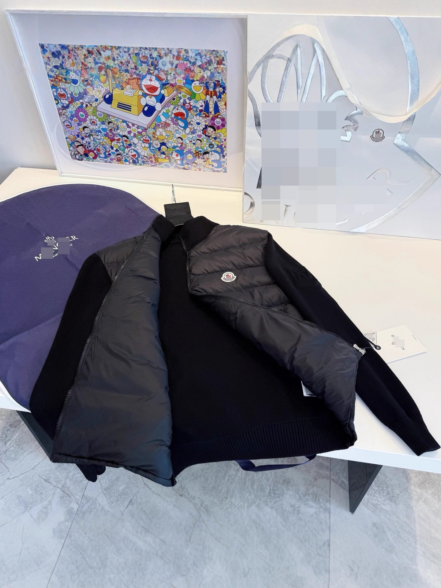 GMabcd Monokini Down Jacket Stand Collar Knitted Patchwork Lightweight Simple Autumn Winter NFC Down Lightweight Coat