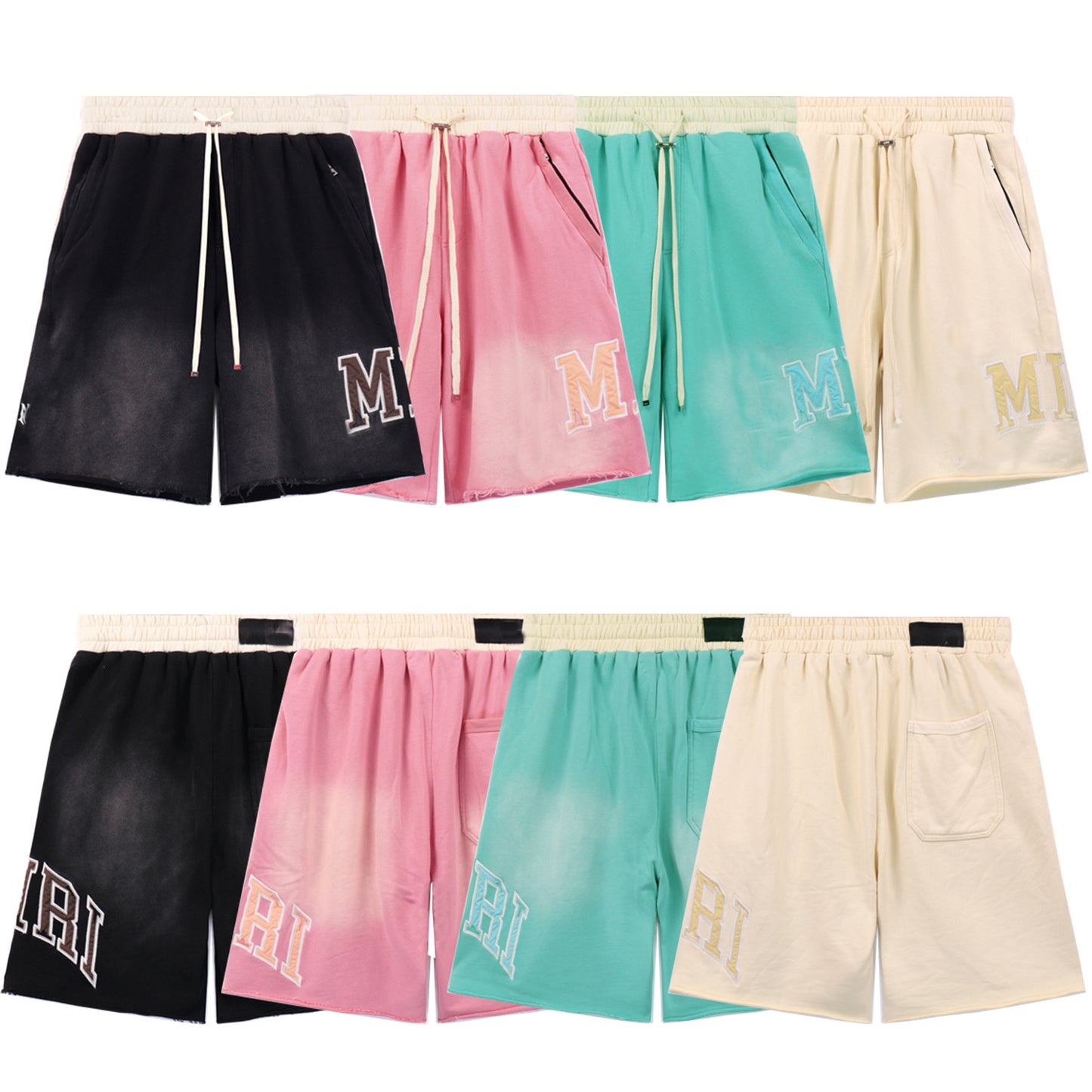GMAmi-ri Summer Washed and Worn Casual Letter American T-shirt Loose Men's and Women's Same Shorts Suit