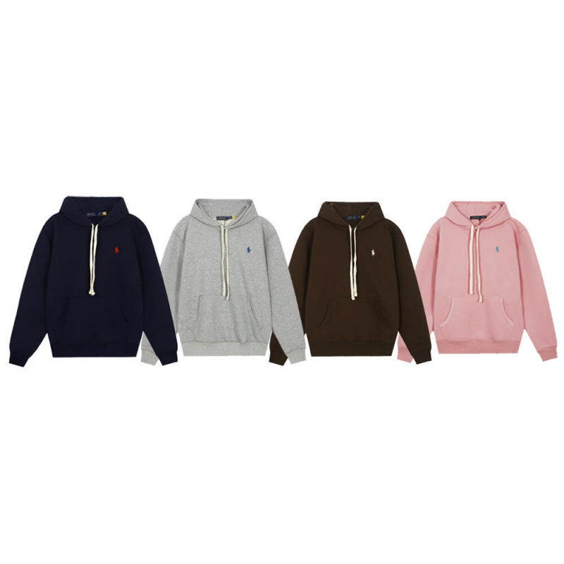 RL Raffy Pony Logo Hoodie Women Pure Cotton Heavy Pullover Embroidered Hoodie Men Autumn Winter Couple Long Sleeve Hoodie