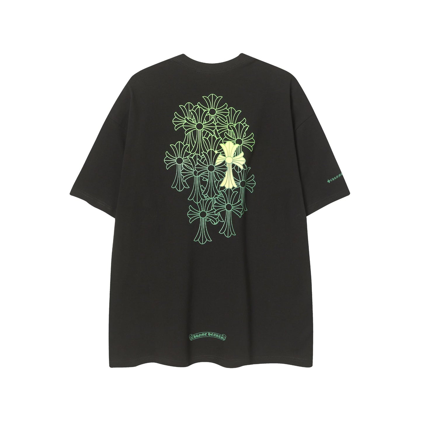 2025 New CHRM Heart Cross Sanskrit Patch Print Embroidery Loose Short Sleeve for Men and Women