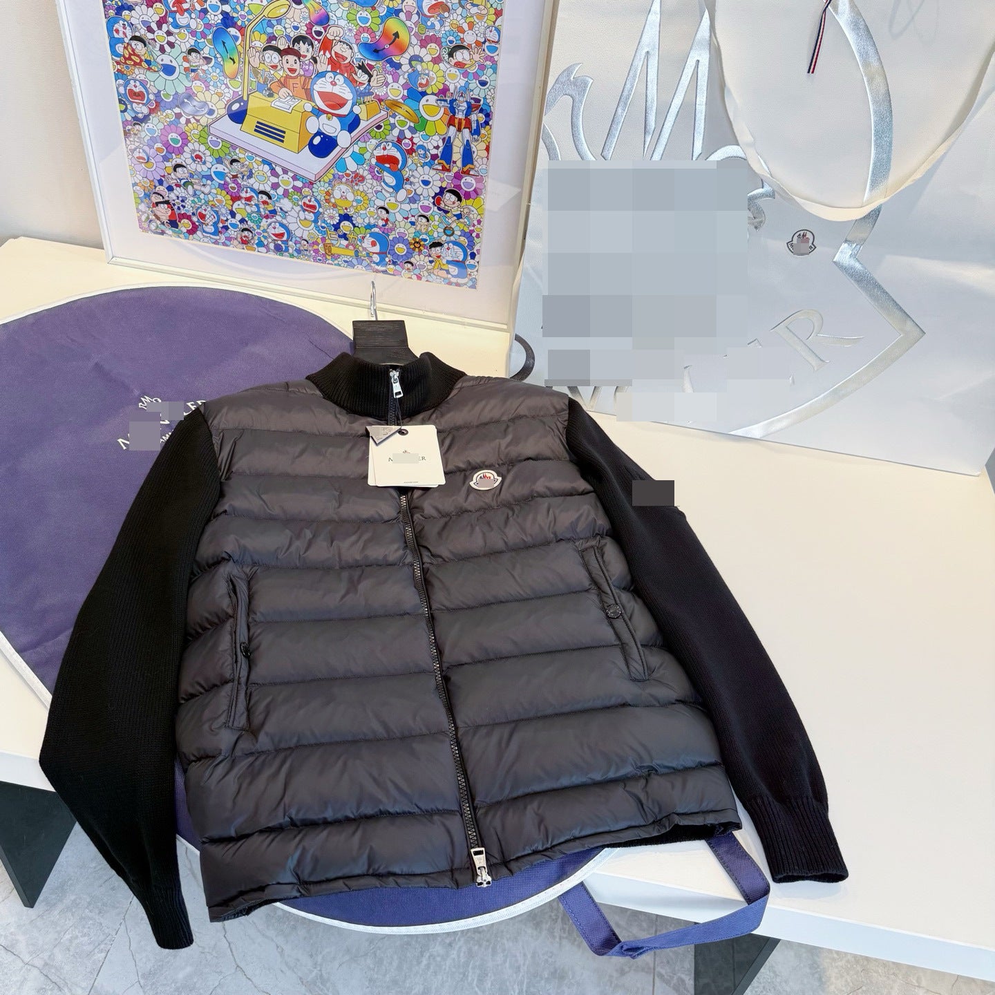 GMabcd Monokini Down Jacket Stand Collar Knitted Patchwork Lightweight Simple Autumn Winter NFC Down Lightweight Coat