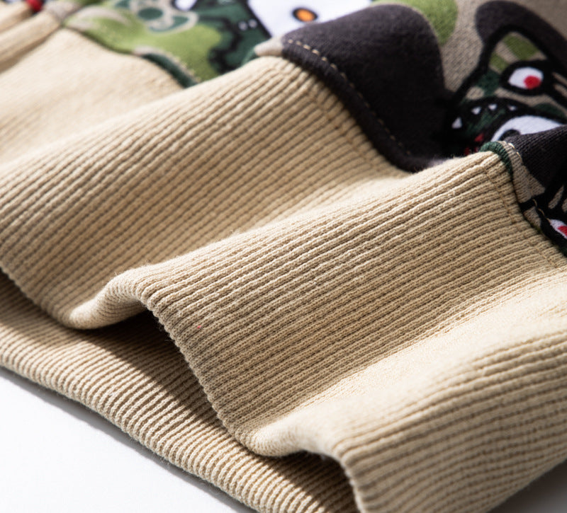 Men's Sweatshirt Shark Cartoon Camouflage Hello Kitty Casual Loose Hooded Top Women's Jacket