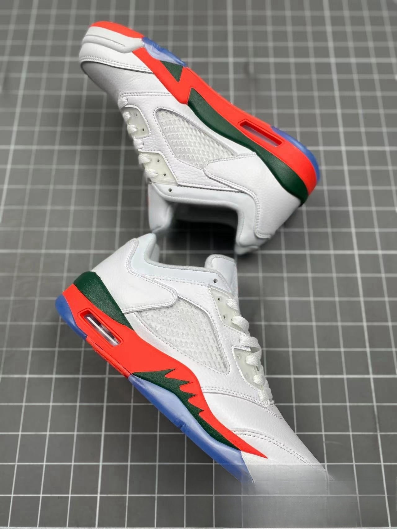 GMabcd-AJ5 High High-Top Basketball Shoes Buckle Broken Rukawa Kaede White Cement Ice Blue Low-Top Cushion Men and Women Sneakers