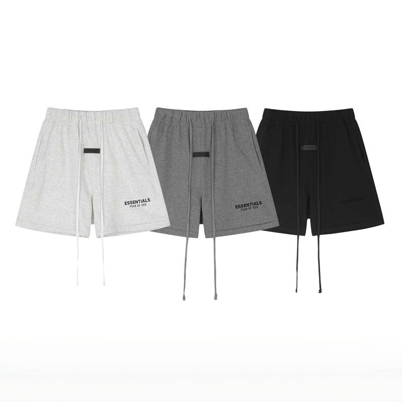 FAg Double Line Small Icon Letter Flocking Drawstring High Street Shorts Casual Pants Men