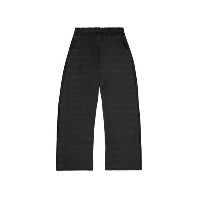 Casual Simple Couple Fashion Hoodie Sweatshirt Solid Color Loose Sweatpants