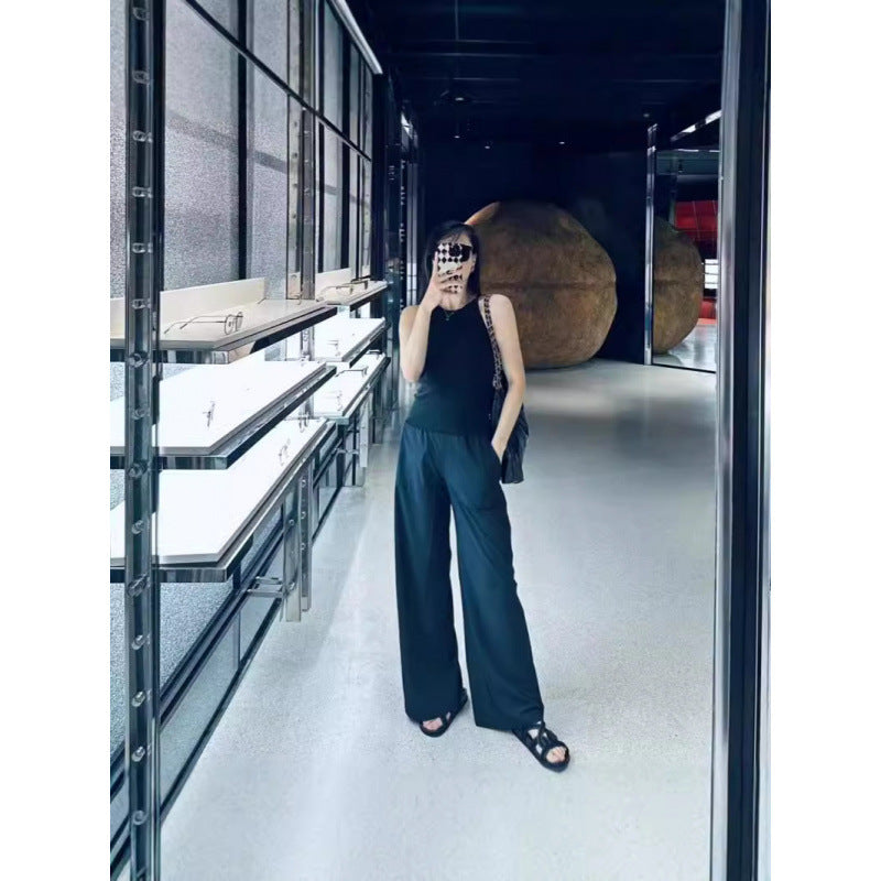 Lulu Style Swift Wide-Leg Pants for Women Summer Thin Loose Sports Straight Pants Breathable Draped Casual Pants