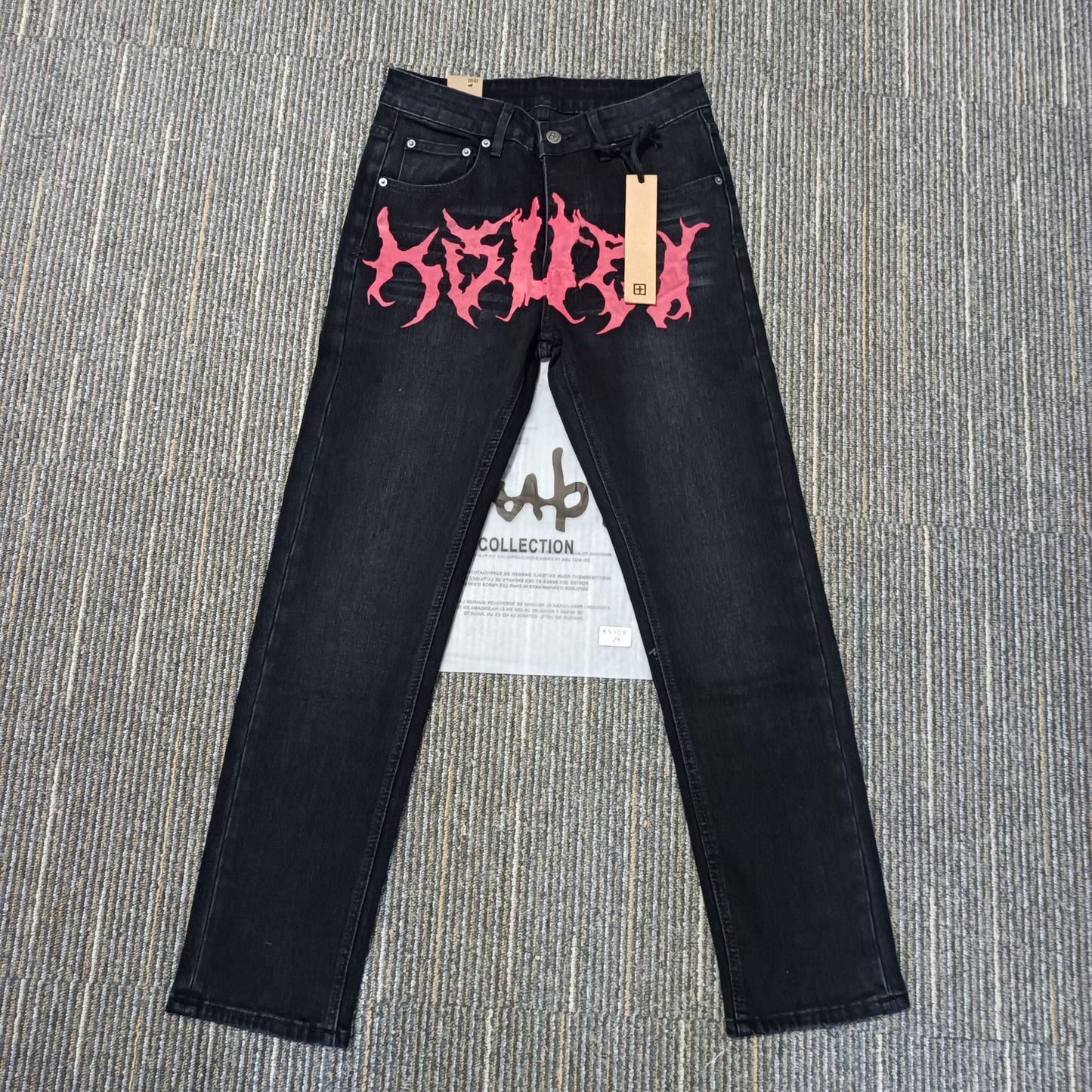 Gmabcd Men's KSB Jeans Straight Leg Ripped Stretch American High Street Casual Men's Jeans