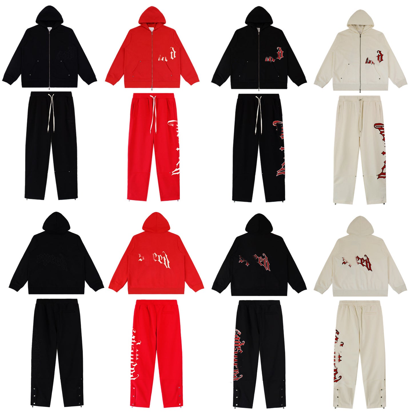 GMabcd Casual Set God-peed Patch Letter Cardigan Hoodie High Street Men's Casual Sweatshirt Sweatpants