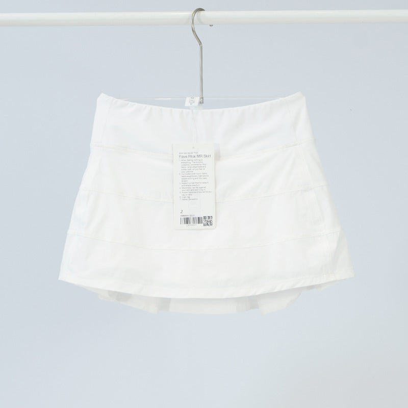 Lulu Same Style Pace Rival Three-Pleat Skirt Sports Tennis Skirt for Women Summer Anti-Exposure Lined Fitness Short Skirt