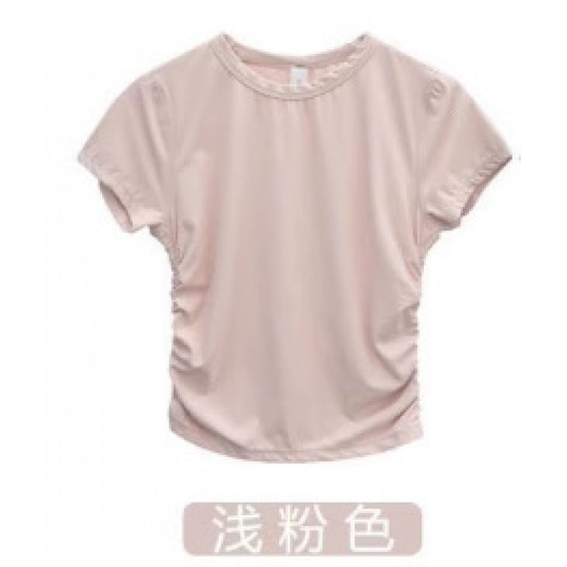 Lulu All It Bare Sensation Yoga Slim Fit Breathable Fitness Sports Short Ribbed Short Sleeve T-Shirt with Side Pleats