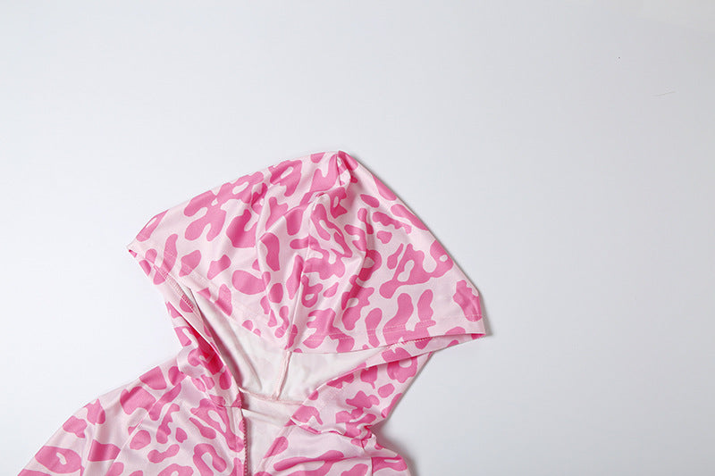 2025 Autumn Women's New Fashion Hooded Camouflage Print Long Sleeve Sports Trendy Slim Fit Long Pants Two-Piece Set