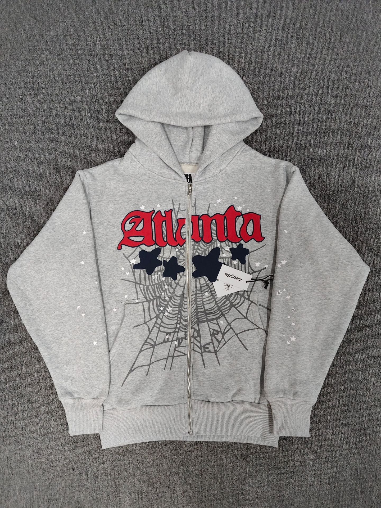 GMSp5der sweatshirt Spider Web Star Print loose Hoodie Zipper Coat Men[High Quality]