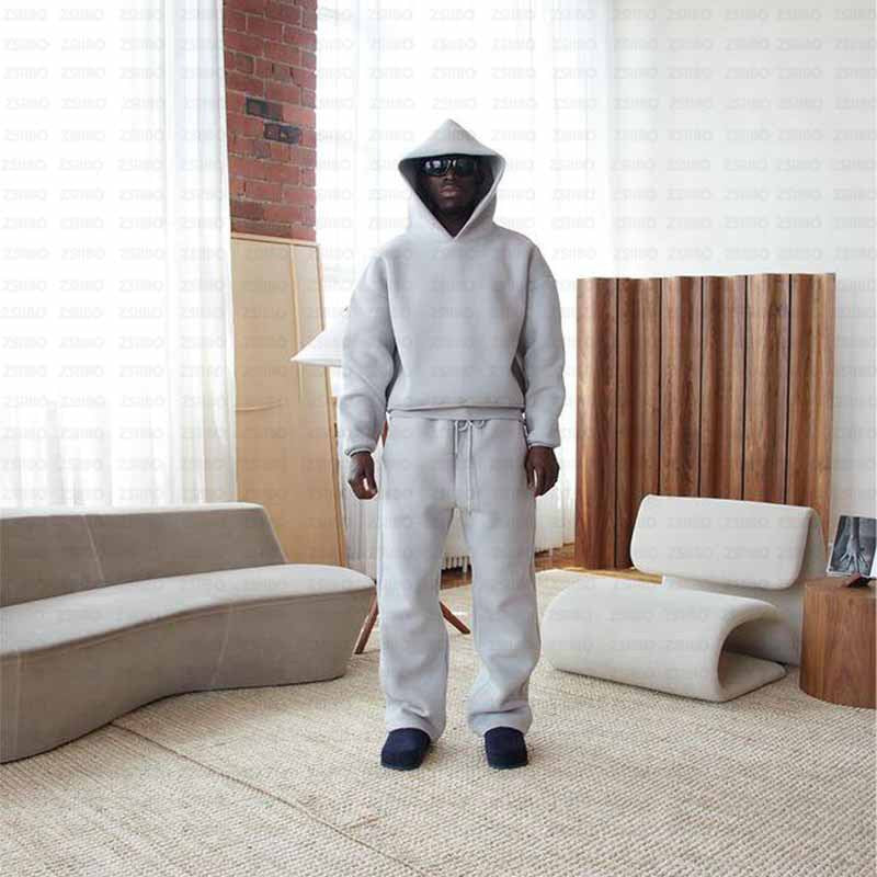 Casual Simple Couple Fashion Hoodie Sweatshirt Solid Color Loose Sweatpants