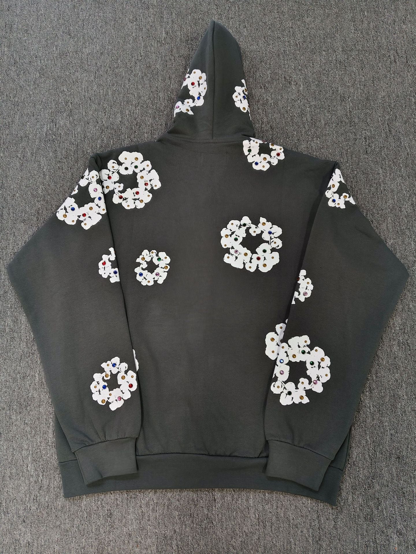 DENIM TEARS Gemstone Kapok Hoodie Trendy Brand Casual Zipper Jacket Hooded Sweatshirt