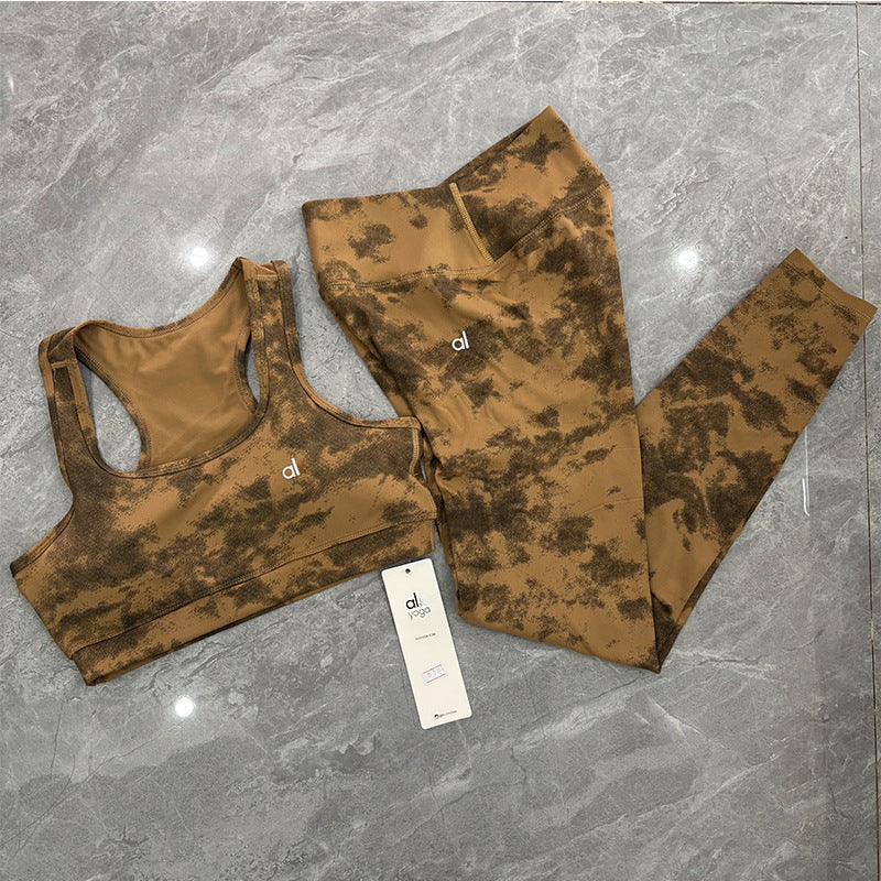 a-l-O  Sports Fitness Wear Women's Yoga Sports Bra Camisole Style Underwear Elastic Beauty Back Tight-Fitting Tie-Dye Top