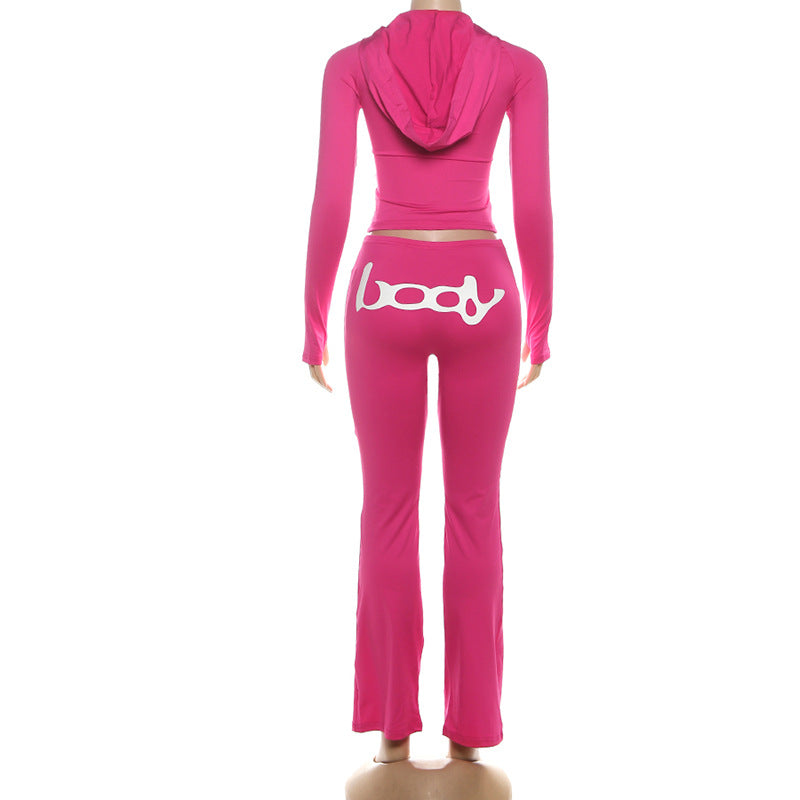 2025 Autumn Women's New Fashion Hooded Camouflage Print Long Sleeve Sports Trendy Slim Fit Long Pants Two-Piece Set