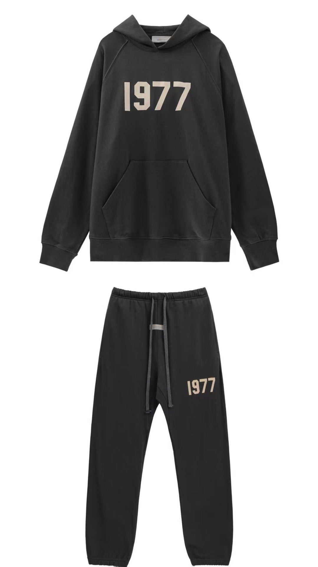 2025 New FFOG 1977 Flocked Print Digital High Street European and American Style Sweatshirt Loose Casual Pants Unisex Set