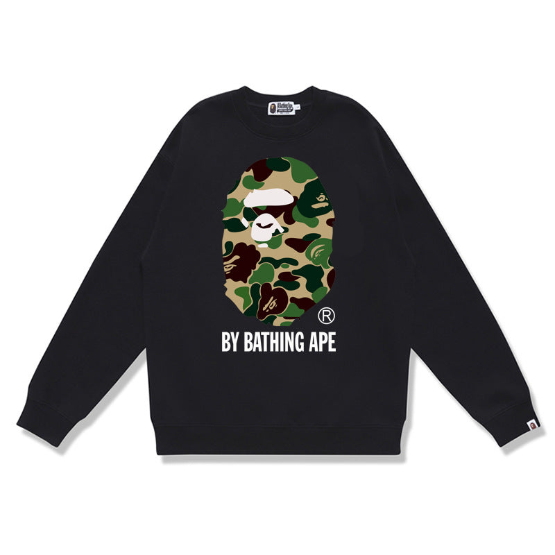 GMabcd Terry Sweatshirt for Men, Autumn and Winter Long Sleeve Letter Print Loose Round Neck Pullover Casual Top Trendy