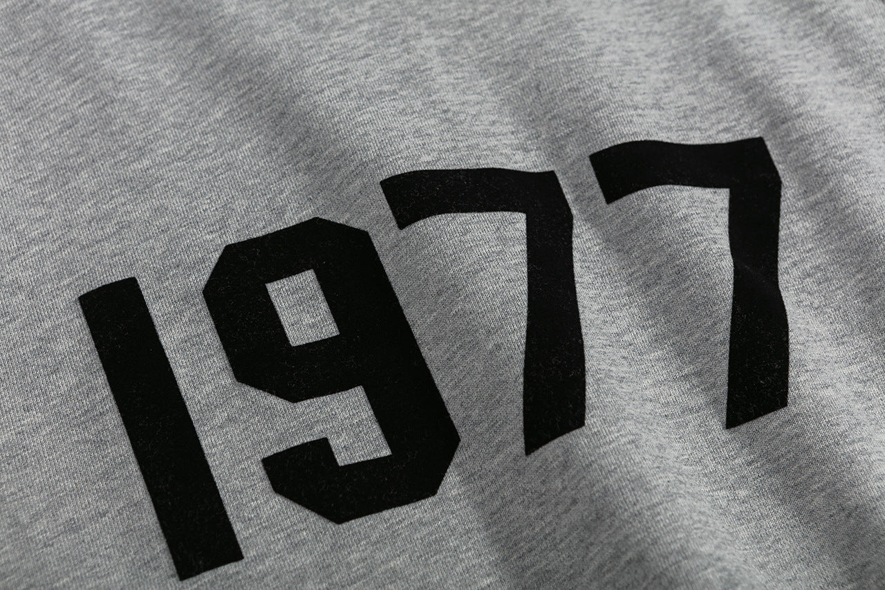 2025 New FFOG 1977 Flocked Print Digital High Street European and American Style Sweatshirt Loose Casual Pants Unisex Set