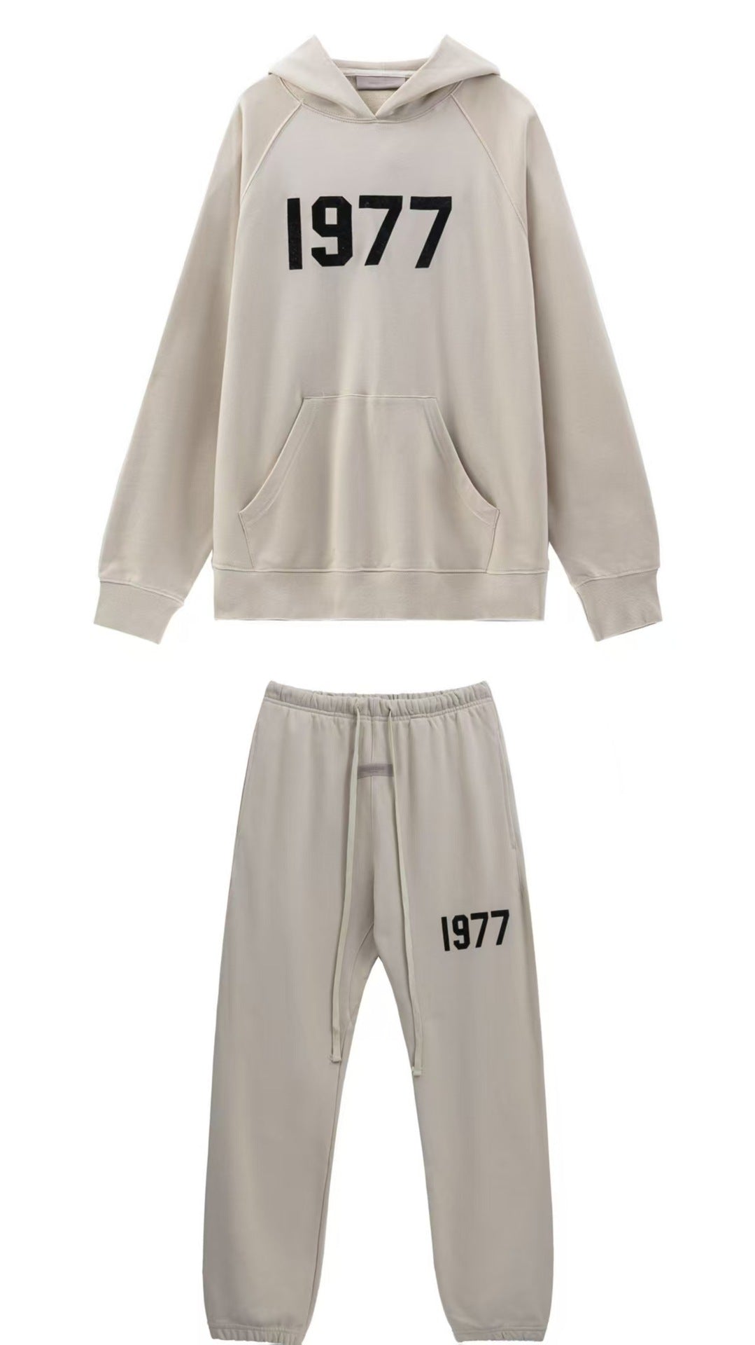 2025 New FFOG 1977 Flocked Print Digital High Street European and American Style Sweatshirt Loose Casual Pants Unisex Set