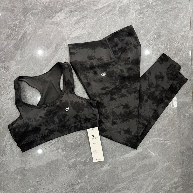 a-l-O  Sports Fitness Wear Women's Yoga Sports Bra Camisole Style Underwear Elastic Beauty Back Tight-Fitting Tie-Dye Top