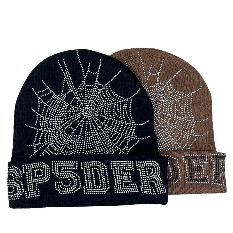 GMabcd Men and Women Couple Style Rhinestone Knitted Woolen Cold Hat All-match Hip-hop Hat