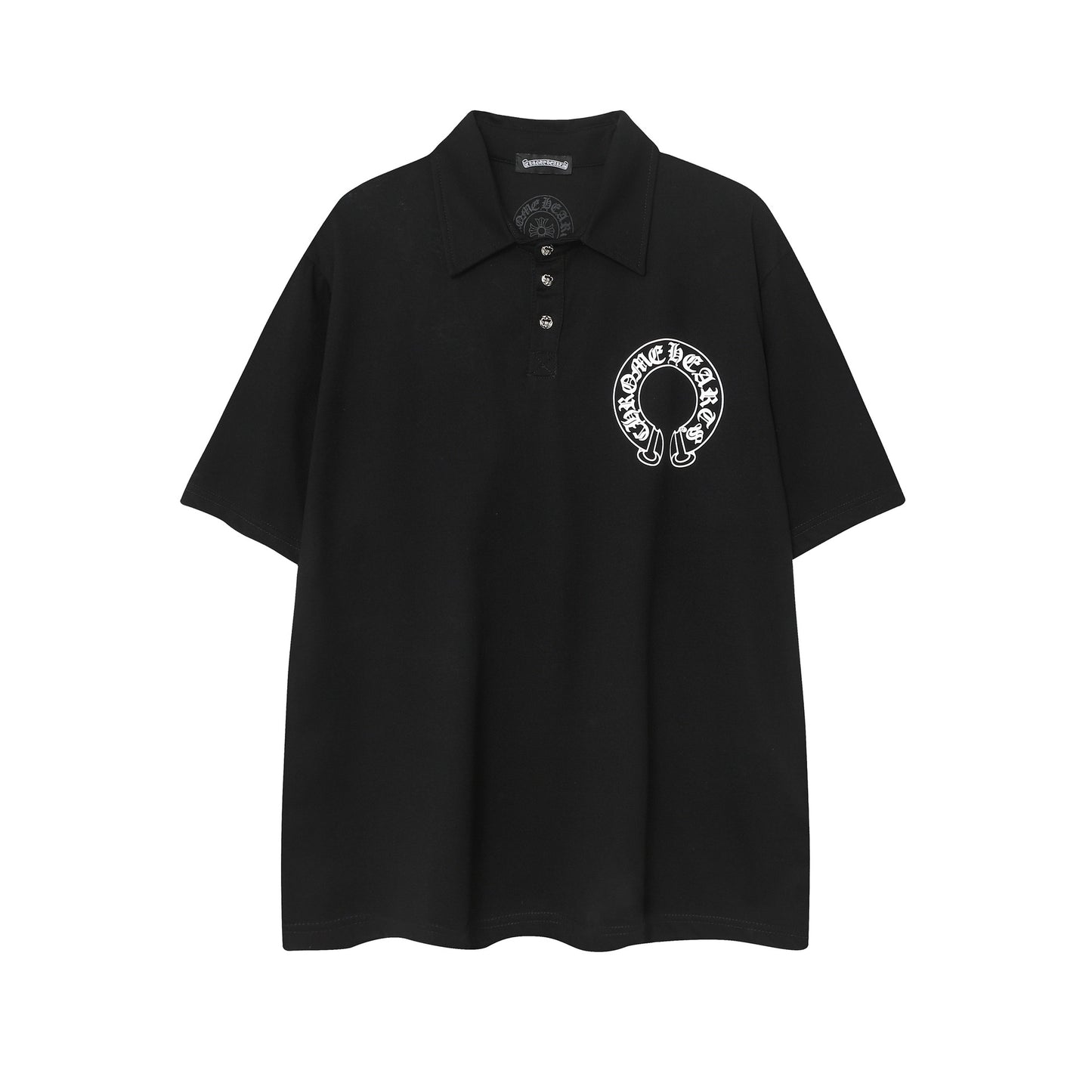 2025 New CHRM Heart Cross Sanskrit Patch Print Embroidery Loose Short Sleeve for Men and Women