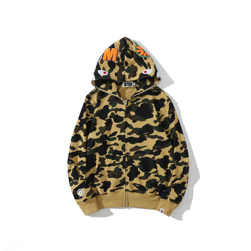 Baby Apee Shark Camouflage Hooded Cardigan Zipper Fashion Brand Comfortable Men's Women's Pullover Coat