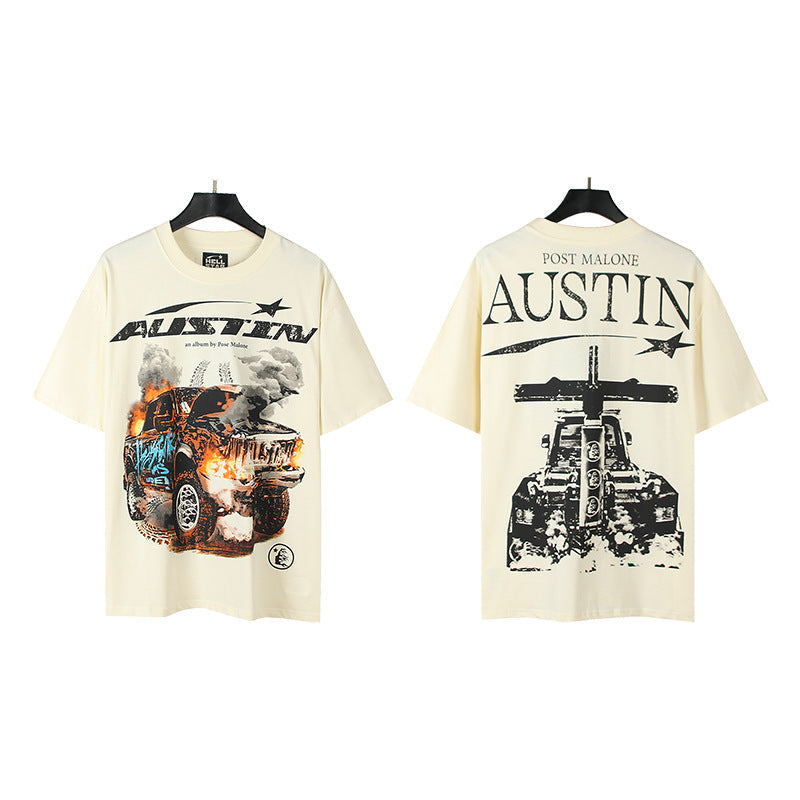 [3]2025 Summer New American Fashion Brand Male and Female Couples Wear plus Size Loose Pullover Short Sleeve T-shirt Youth Tee