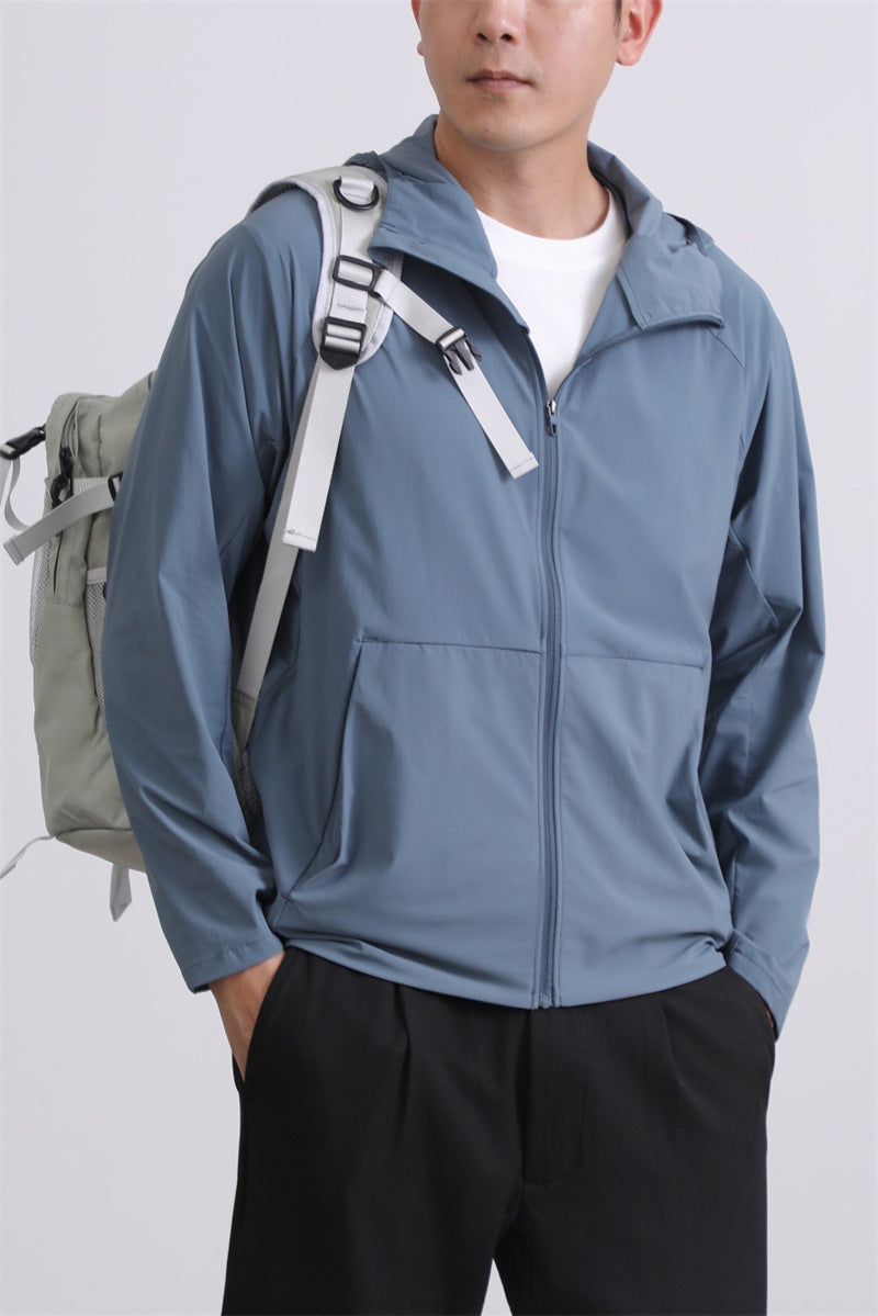 Pace Breaker Men's Summer Skin Jacket LU-LU Lightweight Men's Outdoor Sun Protection Hooded Windbreaker