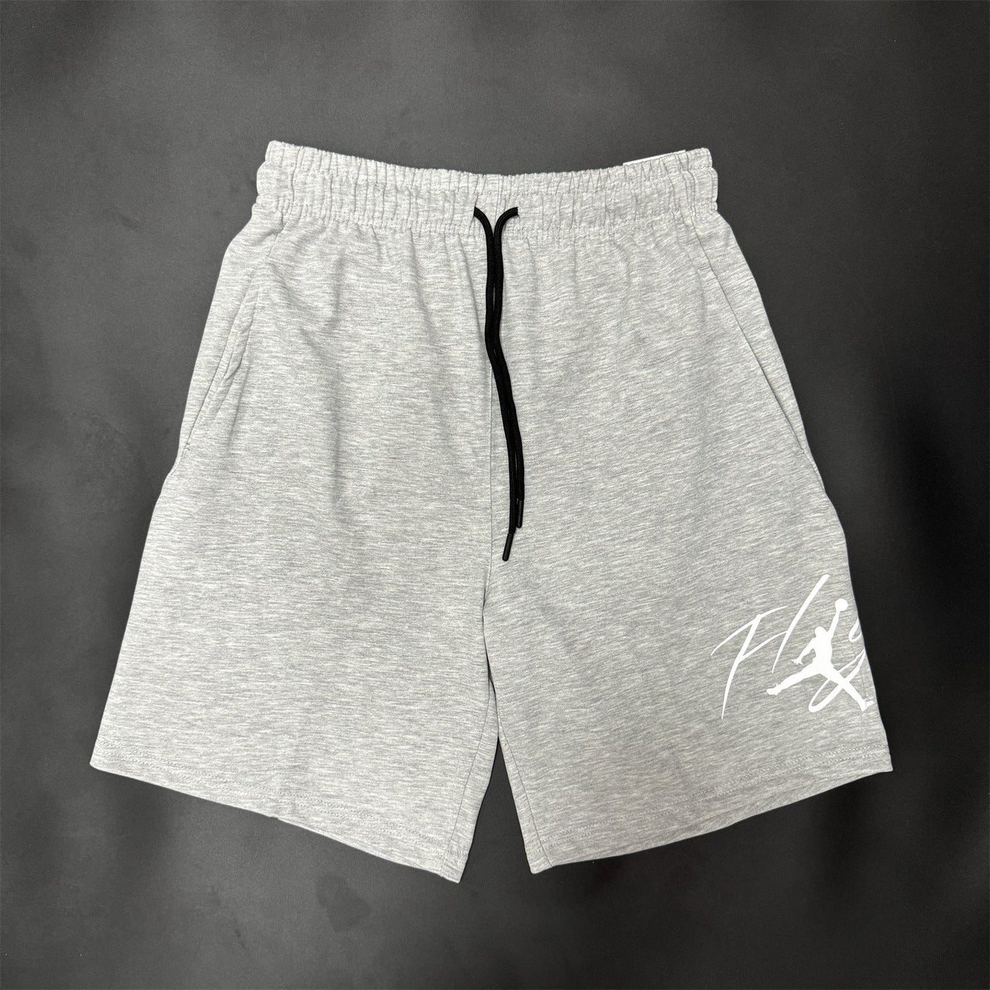 High-end Pure Cotton Summer Lightweight Straight Embroidered Printed Casual Pants Sports Pants AJ Flying Logo Versatile Five-point Pants