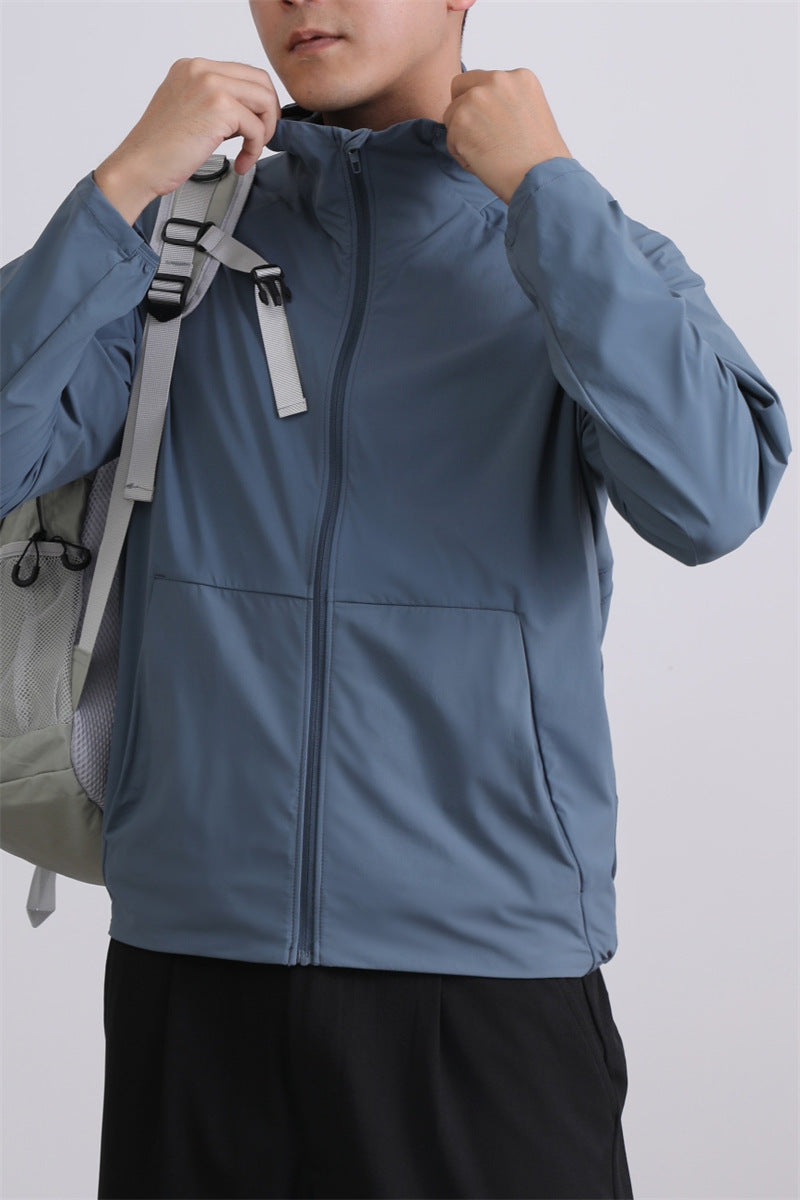 Pace Breaker Men's Summer Skin Jacket LU-LU Lightweight Men's Outdoor Sun Protection Hooded Windbreaker