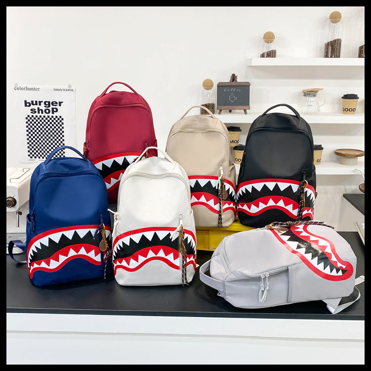 New Fashion Shark Backpack for Students, Large Capacity Outdoor Waterproof Lightweight Trendy Men's Backpack