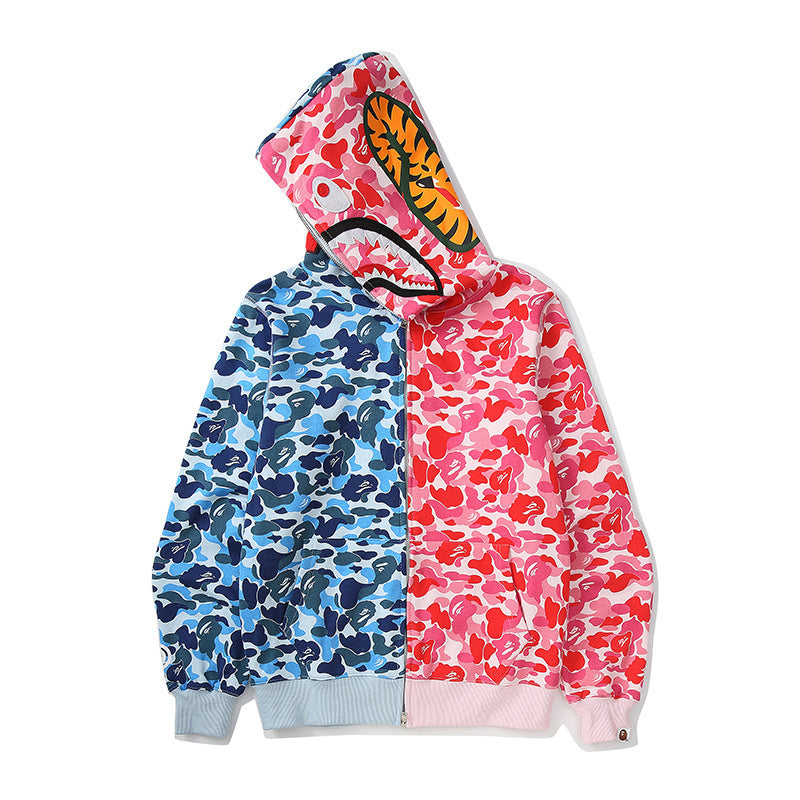 Baby Apee Shark Camouflage Hooded Cardigan Zipper Fashion Brand Comfortable Men's Women's Pullover Coat