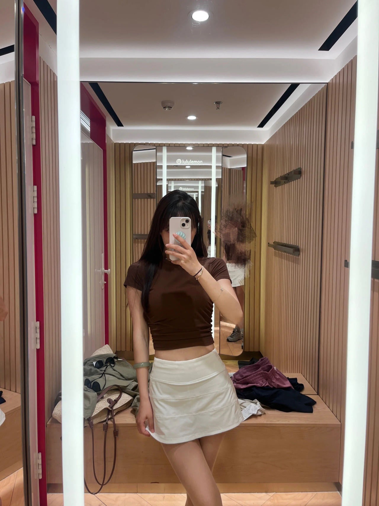 Lulu Same Style Pace Rival Three-Pleat Skirt Sports Tennis Skirt for Women Summer Anti-Exposure Lined Fitness Short Skirt