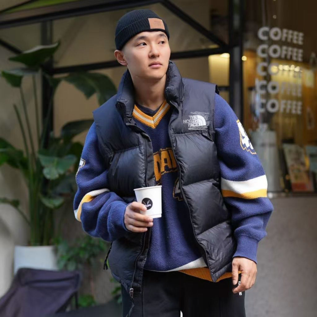 GMabcdNorth-Face 1996 Down Vest Unisex American Version TNF700 Puff Embroidery Winter Vest Couple Style Reversible