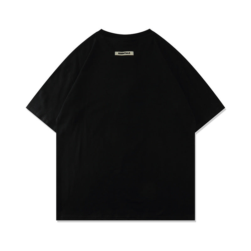 FAG2025 New Double Line Chest Silicone Letter GAD Trendy Loose High Street Short Sleeve T-Shirt for Men