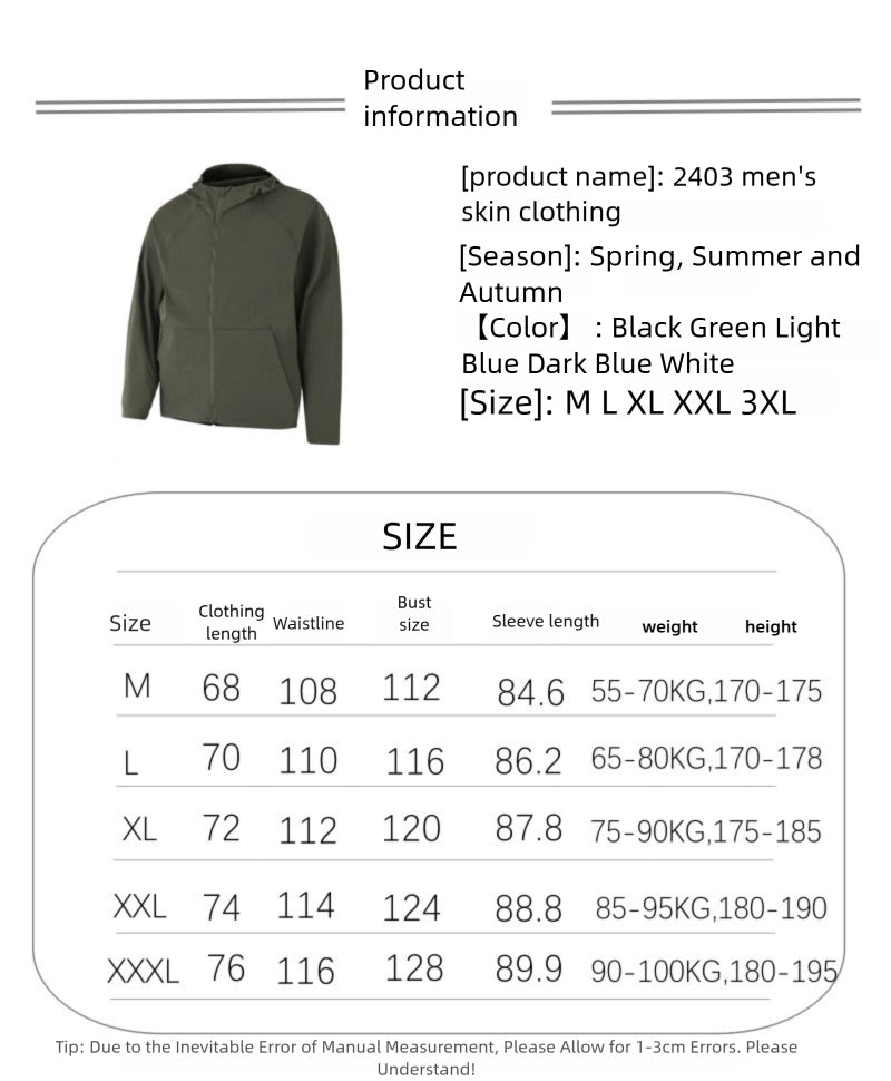 Pace Breaker Men's Summer Skin Jacket LU-LU Lightweight Men's Outdoor Sun Protection Hooded Windbreaker