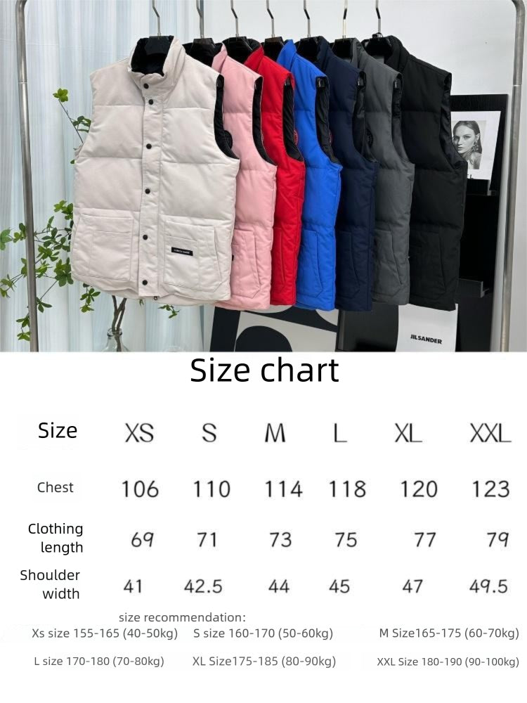 19 Style Big Goose ReStyle Crew Warm Cotton Vest Down Classic Vest for Men and Women Couples