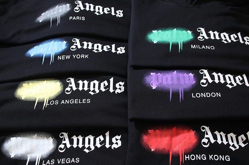 Gmabcd New Spray Paint Graffiti City Letter Logo Printing Terry High Street Couple Hooded Sweater